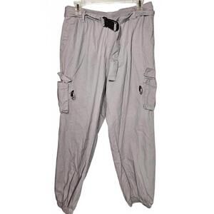 Forever 21 Women's Blue Cargo Pants with Belt Buckle & Elastic Cuffs Size Large